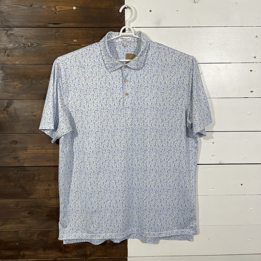 Peter Millar Summer Sport LA Dodgers Blue Performance Polo Men Size XL Baseball